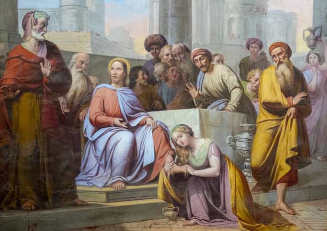 Marie-Madeleine lavant les pieds de Jésus - Images catholiques de stock