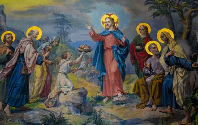 Pagpaparami ni Hesus ng mga tinapay at isda - Mga Catholic stock image - Larawan ni Joan Sutter