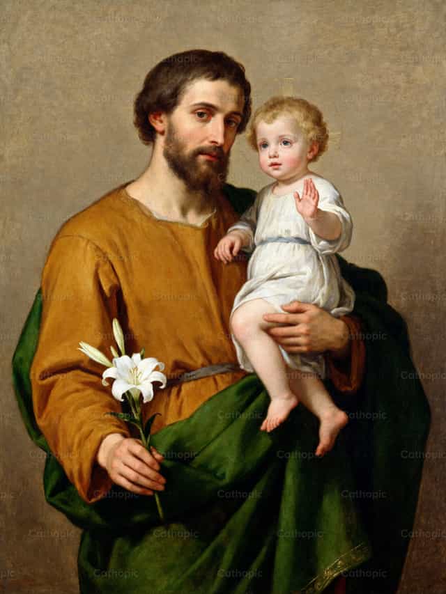São José com o Menino Jesus - Imagens católicas de stock