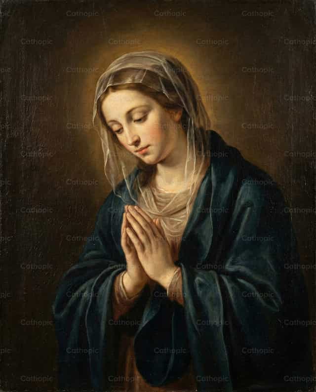 La Virgen María en oración - Banco de imágenes católicas