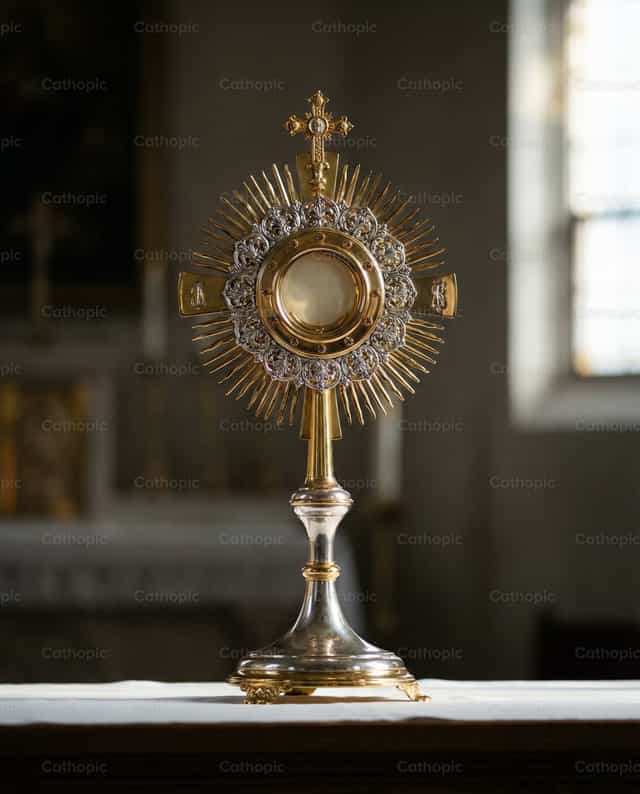 Monstrance sur l’autel - Images catholiques de stock