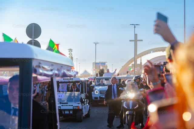 Pope Leo XIV arriving at the Youth Jubilee - Catholic stock images - Photo by Miguel White