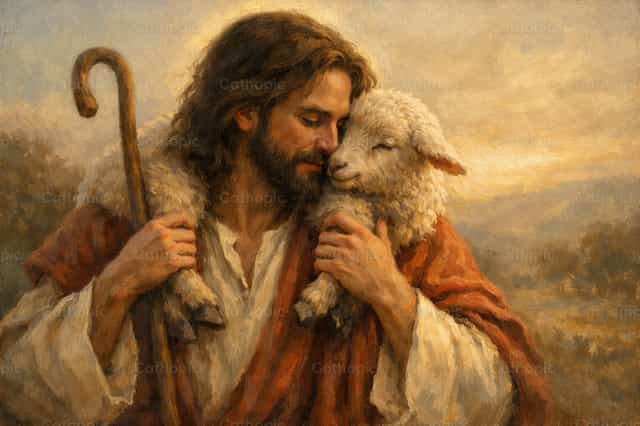 El buen pastor (pintura al óleo) - Banco de imágenes católicas