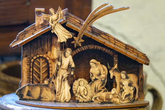Presépio Moderno de Natal - Imagens católicas de stock