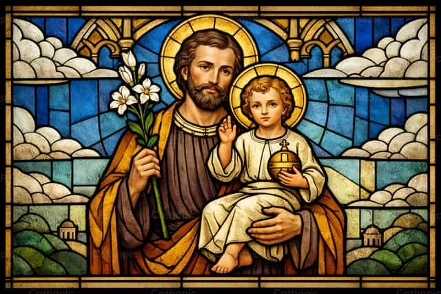 San Jose at ang Sanggol na Hesus - Mga Catholic stock image