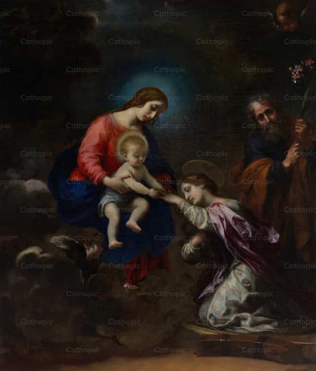알렉산드리아의 성녀 가타리나의 신비로운 혼인 - 가톨릭 스톡 이미지 - 사진 제공 Restored Christian Art