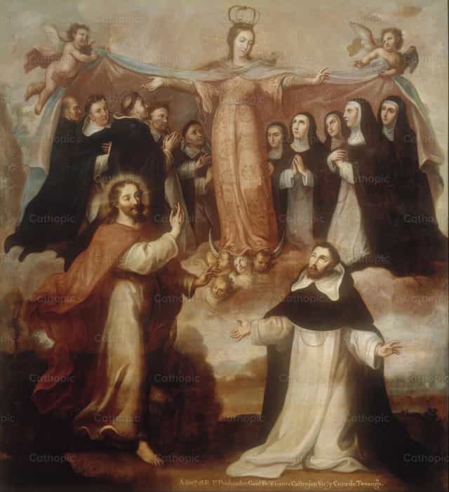 Allégorie de la Vierge patronne des Dominicains - Images catholiques de stock - Photo de Restored Christian Art