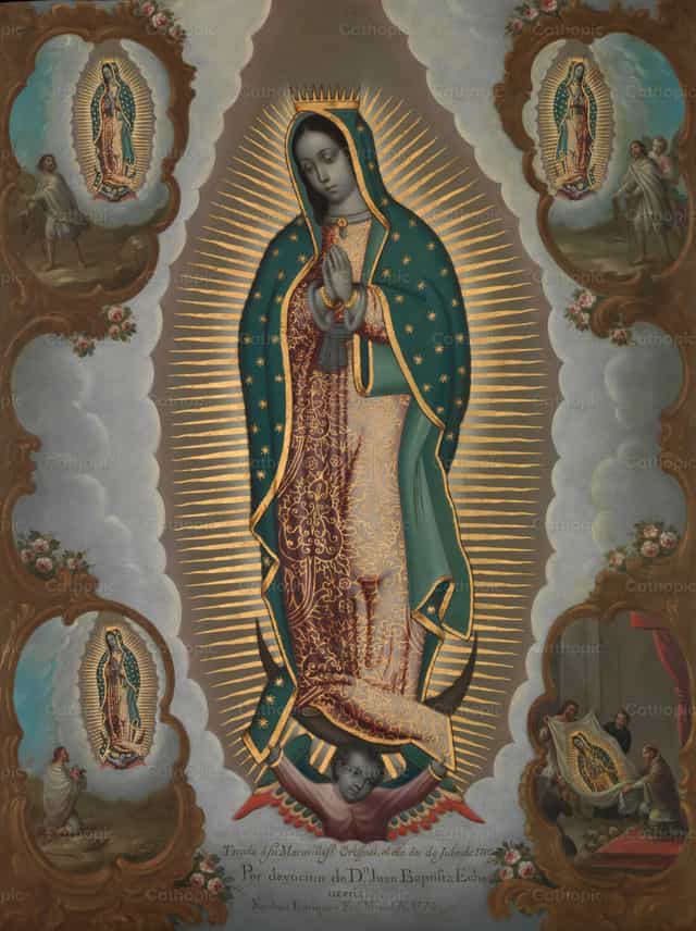 네 가지 발현을 동반한 과달루페의 성모 - 가톨릭 스톡 이미지 - 사진 제공 Restored Christian Art