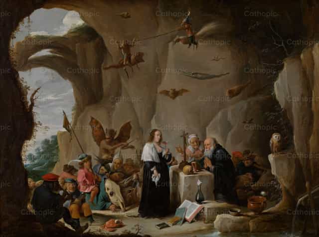 La tentación de San Antonio el Grande - Banco de imágenes católicas - Fotografía por Restored Christian Art