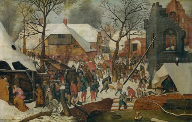 Die Anbetung der Könige im Schnee - Katholische Stockfotos