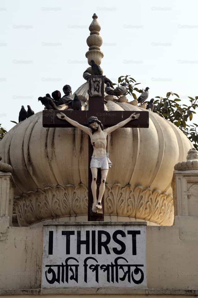 Crucifix on top of the Nirmal Hriday in Kolkata - Catholic stock images - Photo by Zvonimir Atletić