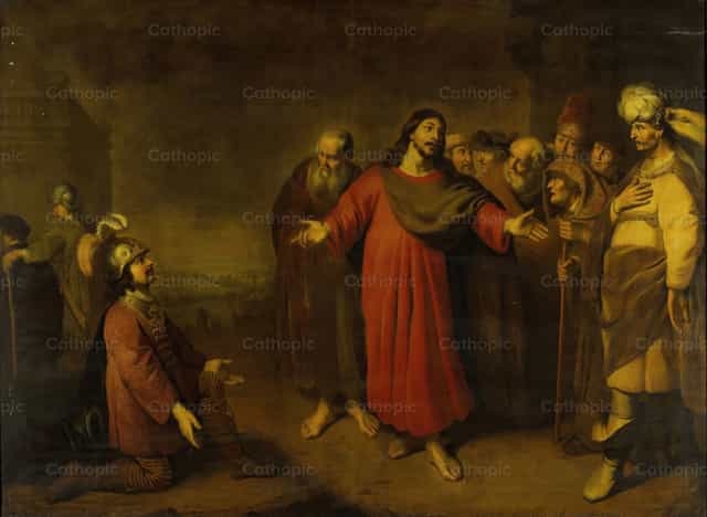 Christus en de centurio - Katholieke stockfoto's - Foto door Restored Christian Art