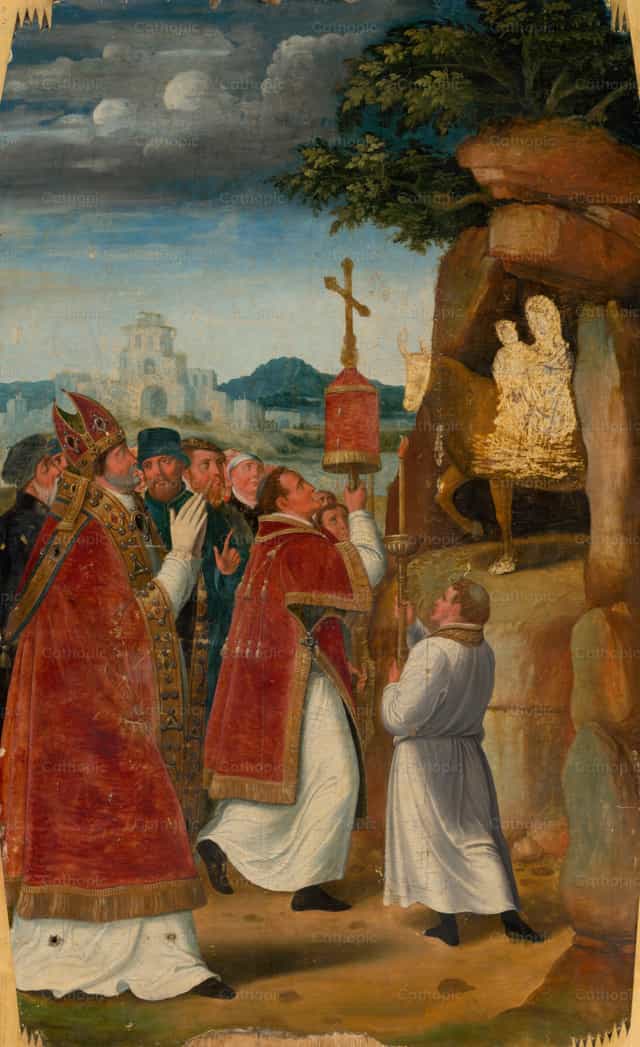 Apparition de saint Michel sur le mont Gargan - Images catholiques de stock
