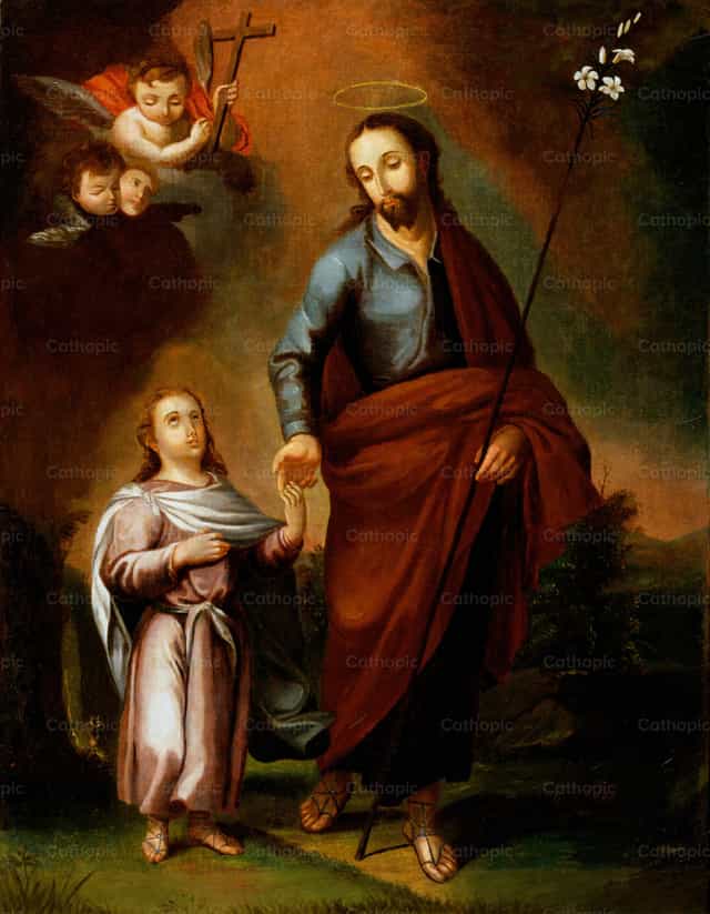 Szent József és a Gyermek Jézus - Katolikus stockképek - Fotó: Restored Christian Art