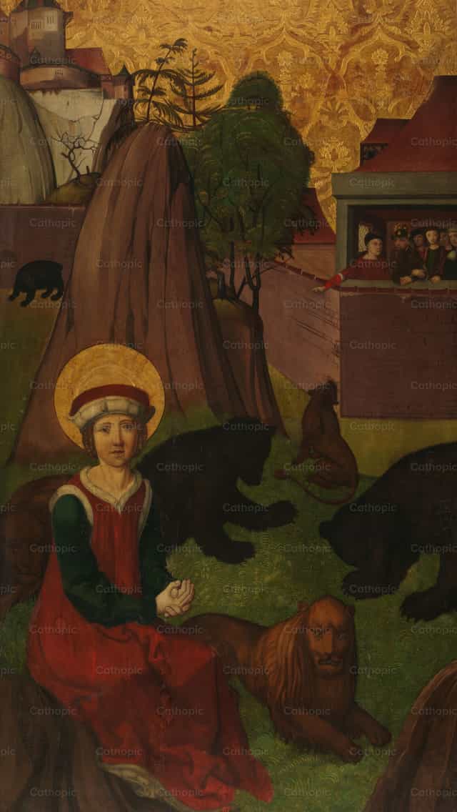 Saint Agapit de Praeneste dans l’arène - Images catholiques de stock - Photo de Restored Christian Art