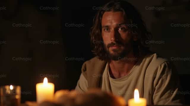 Jesus beim Letzten Abendmahl - Katholische Stockfotos