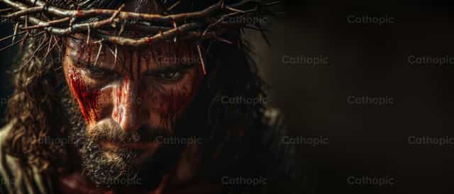 Jesus Sofre e é Coroado com Espinhos - Imagens católicas de stock