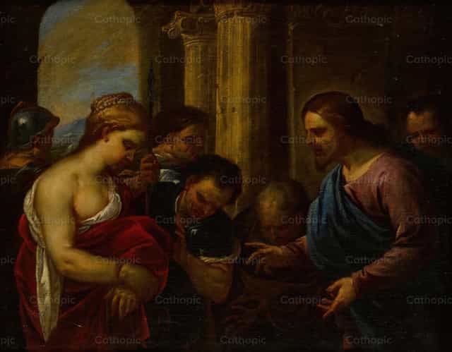 Cristo y la adúltera - Banco de imágenes católicas - Fotografía por Restored Christian Art