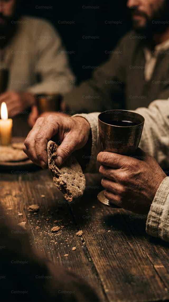 L’istituzione dell’Eucaristia - Immagini stock cattoliche