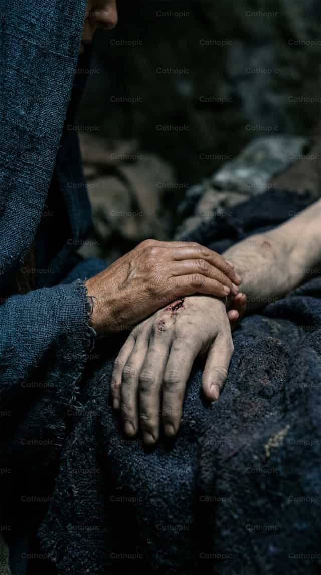 María recibe el cuerpo de Jesús - Banco de imágenes católicas