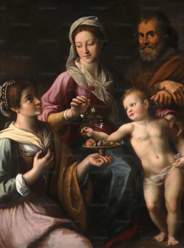성 도로테아와 함께한 거룩한 가정 - 가톨릭 스톡 이미지 - 사진 제공 Restored Christian Art
