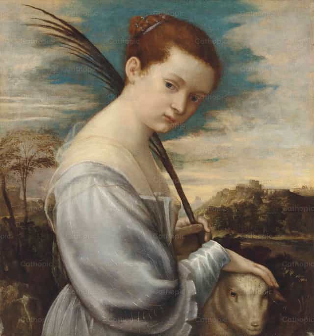 Santa Inés - Banco de imágenes católicas - Fotografía por Restored Christian Art