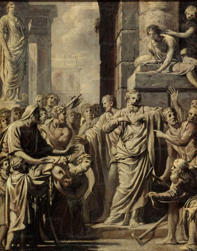 San Pablo y San Bernabé rechazan el honor divino - Banco de imágenes católicas - Fotografía por Restored Christian Art
