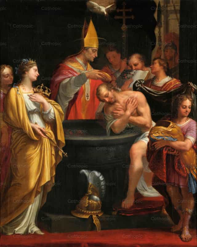 Clovis megkeresztelése - Katolikus stockképek - Fotó: Restored Christian Art