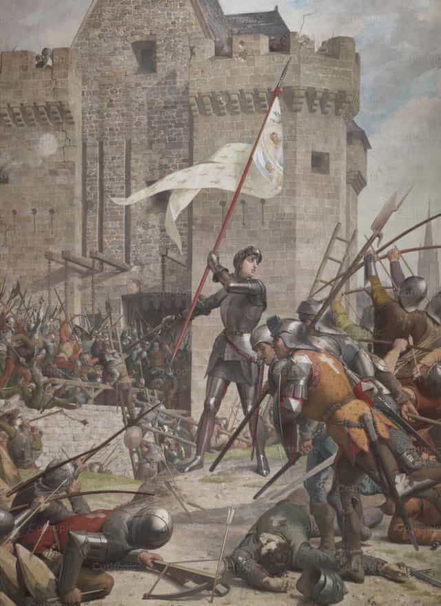 Jeanne d’Arc Orléans ostroma előtt - Katolikus stockképek - Fotó: Restored Christian Art