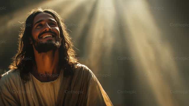 Ang Nabuhay na Hesus na Tumingin sa Langit - Mga Catholic stock image