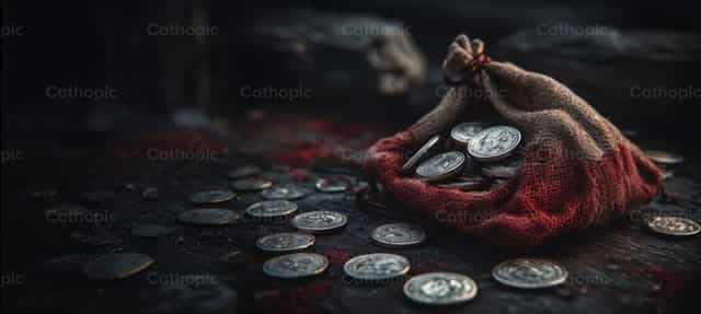 La traición de Judas: treinta piezas de plata - Banco de imágenes católicas