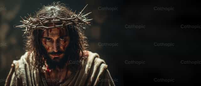Jesus in Total Surrender to His Passion - Catholic stock images