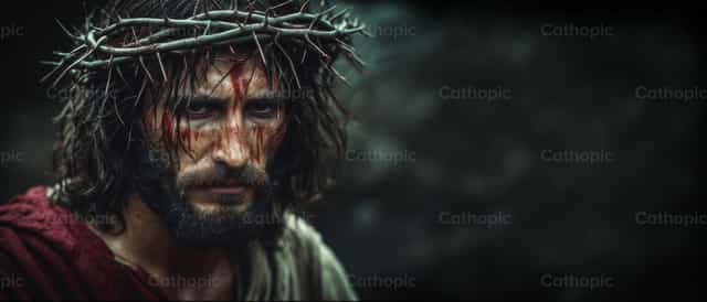 Jezus die lijdt uit liefde in Zijn Passie - Katholieke stockfoto's - Foto door catholicmall.org
