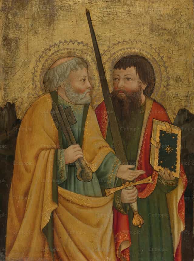 바위가 많은 땅의 성 베드로와 또 한 분의 남자 성인 - 가톨릭 스톡 이미지 - 사진 제공 Restored Christian Art