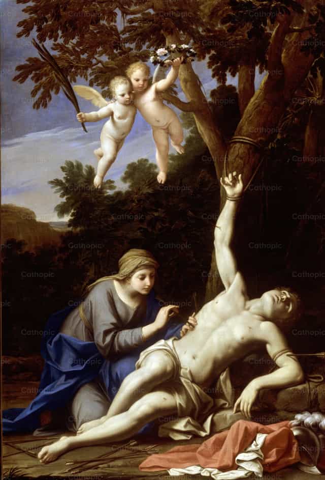 Szent Sebestyént Irene ápolja - Katolikus stockképek - Fotó: Restored Christian Art