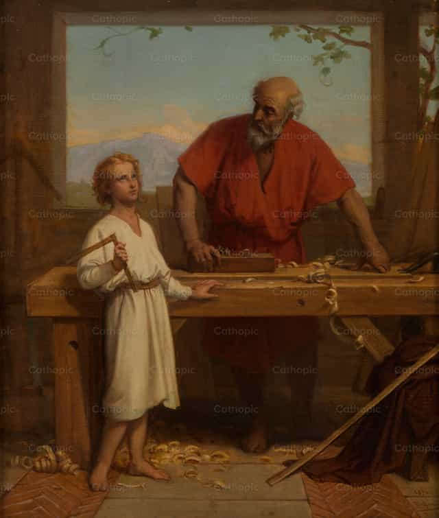 Si San Jose at ang Bata - Mga Catholic stock image - Larawan ni Restored Christian Art