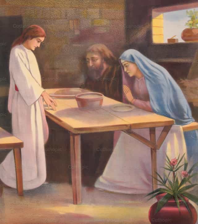 Hesus at ang kanyang tahanan sa Nazaret - Mga Catholic stock image