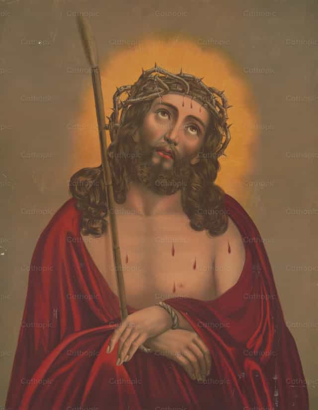 Jesus Cristo com coroa de espinhos - Imagens católicas de stock
