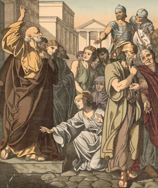 Péter beszél a gyülekezethez pünkösd napján - Katolikus stockképek - Fotó: Restored Christian Art