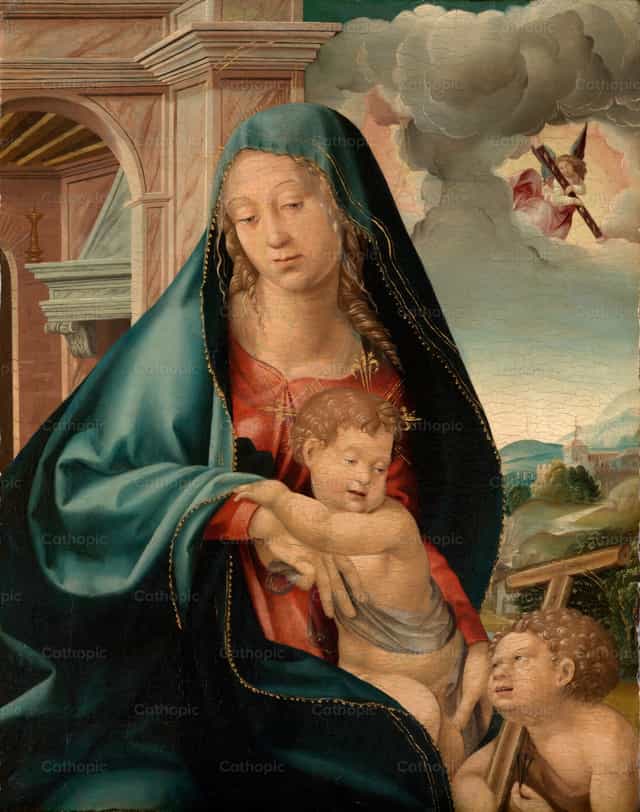 Szűz Mária a Gyermekkel és a fiatal Szent János - Katolikus stockképek - Fotó: Restored Christian Art