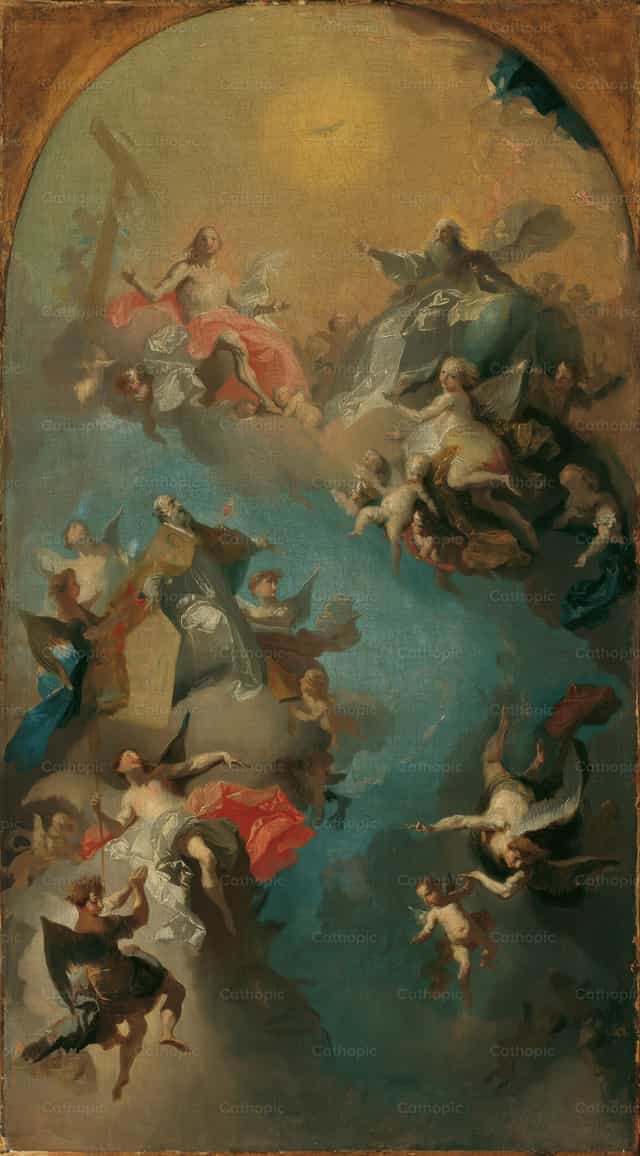 Die Aufnahme des heiligen Augustinus in den Himmel - Katholische Stockfotos