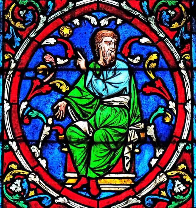 Janela de vitral na Catedral de Notre-Dame - Imagens católicas de stock - Foto de Zvonimir Atletić
