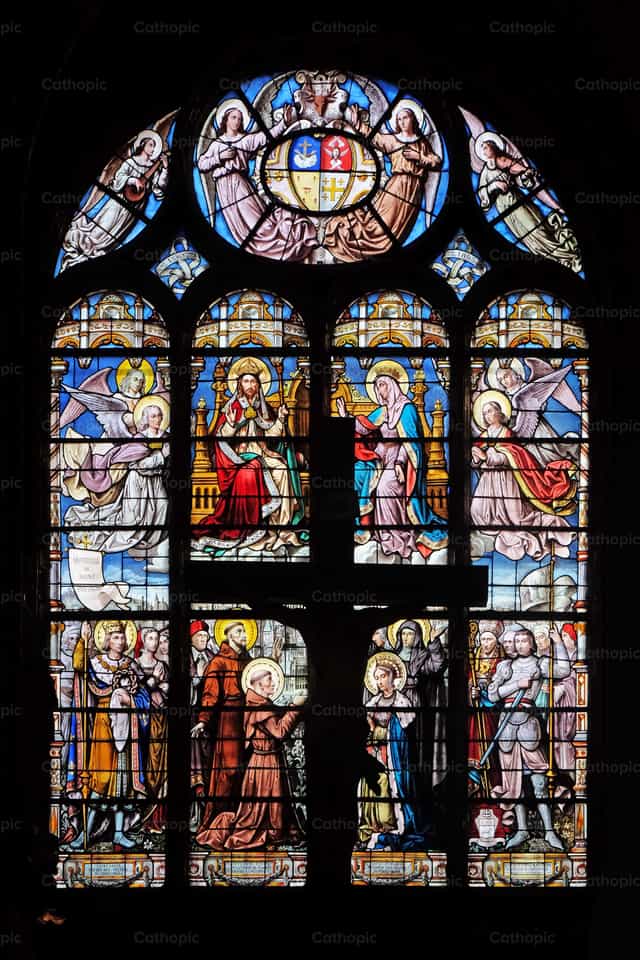 Stained glass window, St Eustache church in Paris - Catholic stock images - Photo by Zvonimir Atletić