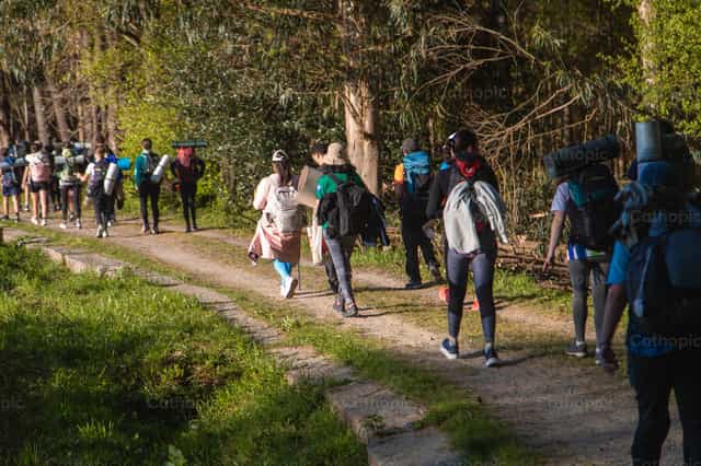 Pilgrims walking the Camino de Santiago - Catholic stock images - Photo by Yandry Fernández Perdomo