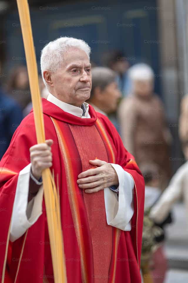 Sacerdote en Domingo de Ramos - Banco de imágenes católicas - Fotografía por Yandry Fernández Perdomo