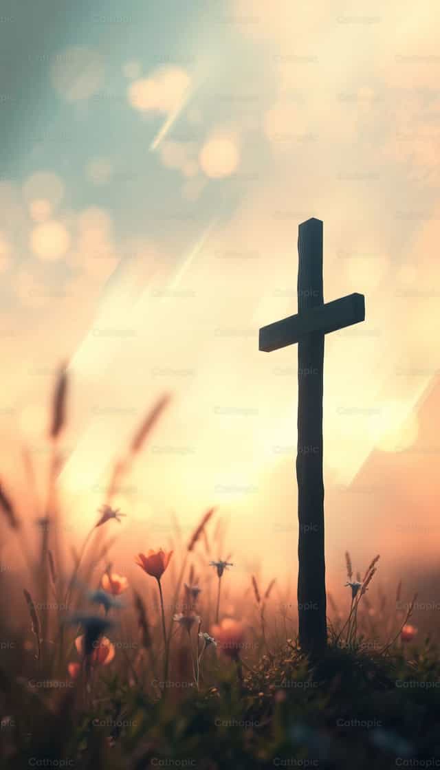 Abstrakcyjne tło z drewnianym krzyżem - Katolickie zdjęcia stockowe - Zdjęcie: catholicmall.org