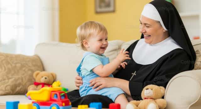 아기를 돌보는 수녀 - 가톨릭 스톡 이미지 - 사진 제공 catholicmall.org
