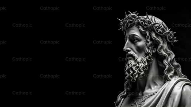 黑色背景上的耶稣像 - 天主教图库图片 - 摄影： catholicmall.org