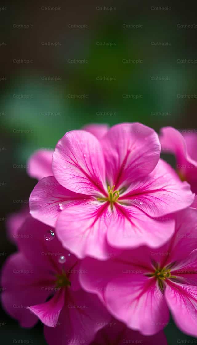 Origen de las flores de geranio rosa - Banco de imágenes católicas