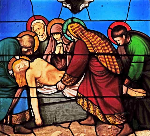 14th Stations of the Cross, Jesus is laid in the tomb - Catholic stock images - Photo by Zvonimir Atletić